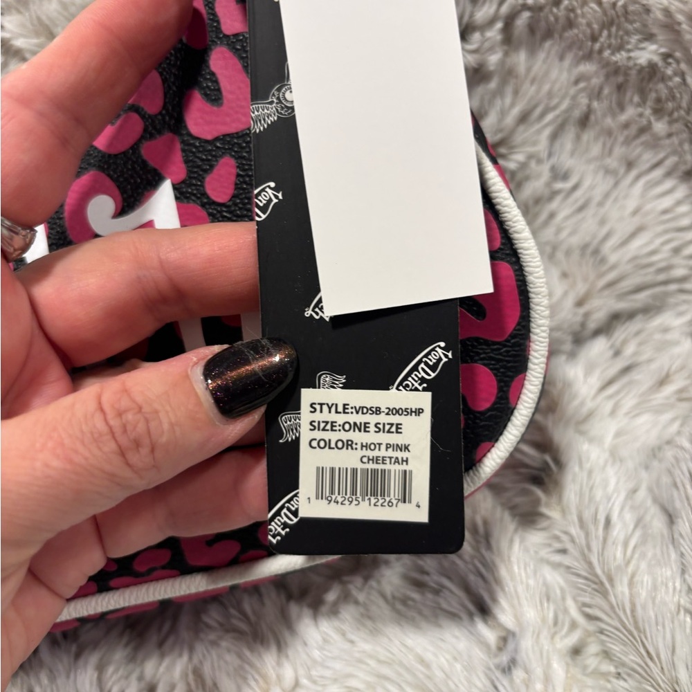 Von Dutch Black and Pink Leopard Shoulder Bag - Picture 4 of 5